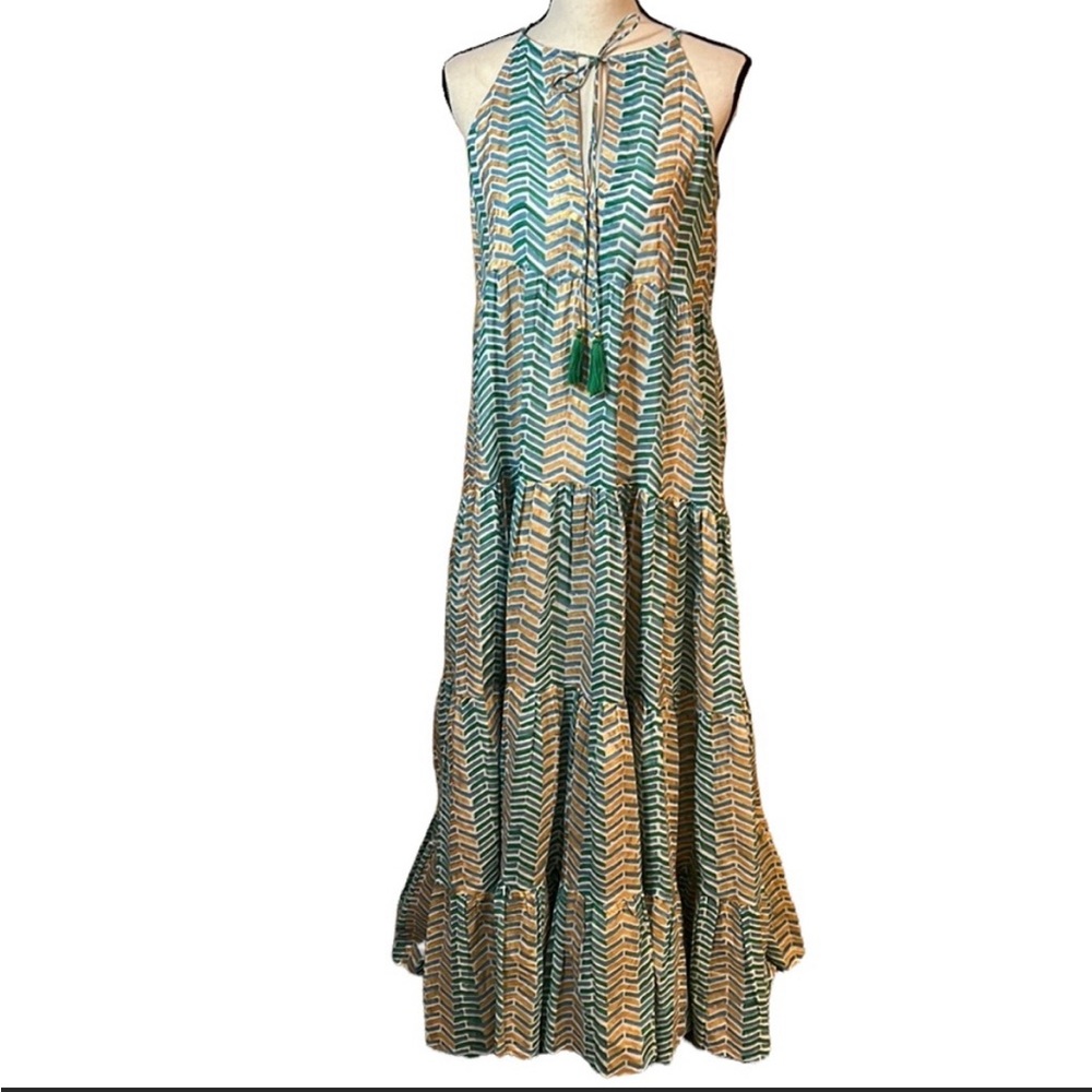 Oliphant Tiered Tassel Maxi Dress (XS)